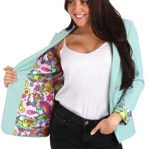 Scooby-Doo Oversized Blazer Sz 22 in Chetwode Green w/Multi Print Lining